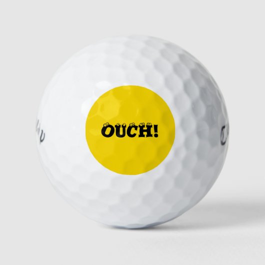 Grappig "ouch!" Yellow Typography Text Design Golfballen (Voorkant)