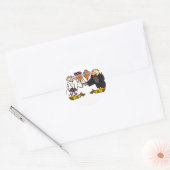 Grappig oud Buzzard bruiloft Cartoon kunst Ronde Sticker (Envelop)