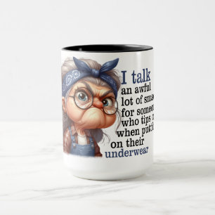Grappig oud dame citaat mok