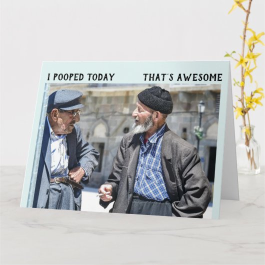 GRAPPIG OUD GUY POOP VERJAARDAG WENSKAART KAART (Gele Bloem)