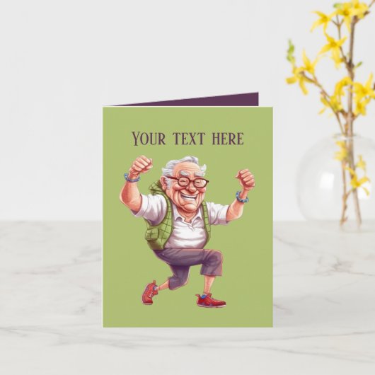 Grappig oud man Bericht toevoegen Kaart (Gele Bloem)