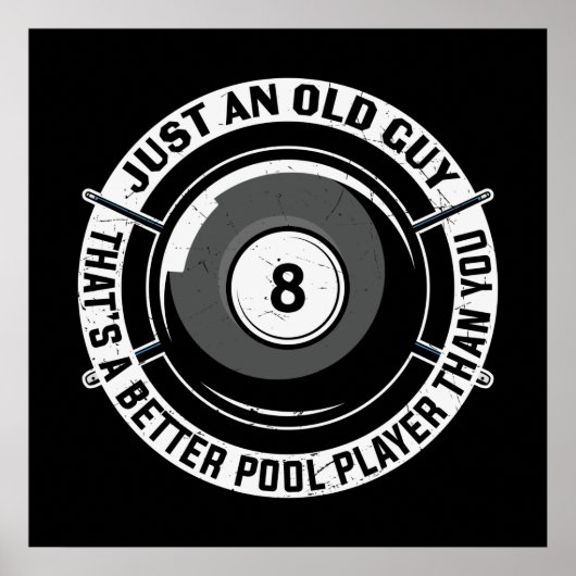 grappig oud man Billiards woordsporten Poster (Voorkant)