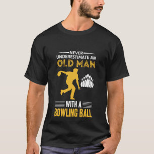 Grappig oud man bowling sport woord kunst t-shirt