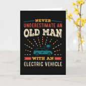 Grappig oud Man met EV-retrorecadeau voor elektris Kaart (Gele Bloem)