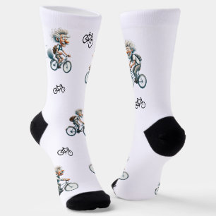 Grappig Oud man op de fiets voor fietsliefhebbers Sokken