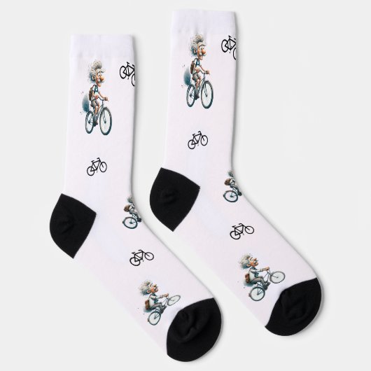 Grappig Oud man op de fiets voor fietsliefhebbers Sokken (Rechts)