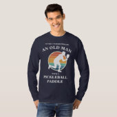 Grappig Oud Man Pickleball Paddle Player Retro T-shirt (Voorkant volledig)