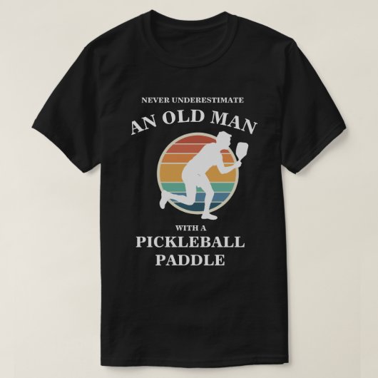 Grappig Oud Man Pickleball Paddle Player Retro T-shirt (Design voorkant)