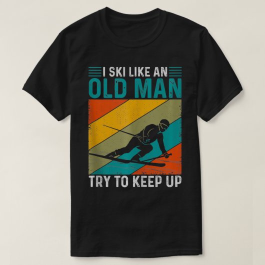 Grappig oud Man skiën wintersport liefhebbers T-shirt (Design voorkant)