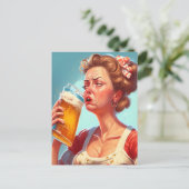 Grappig oude dame Drink een biertje Briefkaart (Staand voorkant)