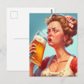 Grappig oude dame Drink een biertje Briefkaart (Voorkant / Achterkant)