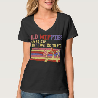 Grappig oude hippies geven nooit op t-shirt