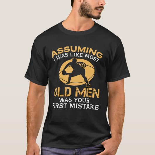 Grappig oude Mannen die van Rugby houden T-shirt (Voorkant)
