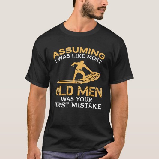 Grappig oude Mannen die van surfen houden T-shirt (Voorkant)
