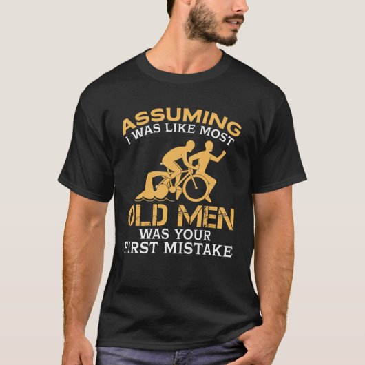 Grappig oude Mannen die van Triathlon houden T-shirt (Voorkant)