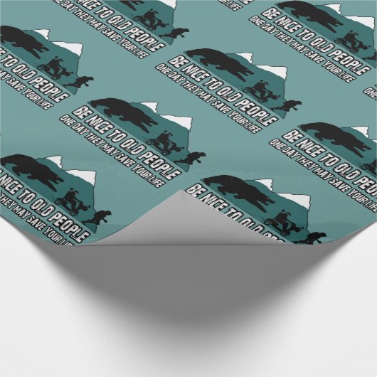 Grappig oude mensen cadeaupapier (Hoek)