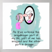 Grappig Oude Vrouw in een glazen blik Poster (Voorkant)