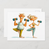 Grappig Ouder Man Doen Yoga Illustratie Feestdagenkaart (Voorkant / Achterkant)