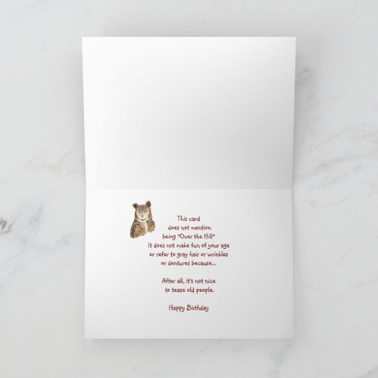 Grappig ouderdom, over de heuvel van de orthday Ow Kaart (Binnen)