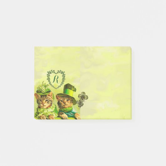 GRAPPIG OUDERWETSE ST.PATRICK'S DAY CATS MONOGRAM POST-IT® NOTES (Voorkant)