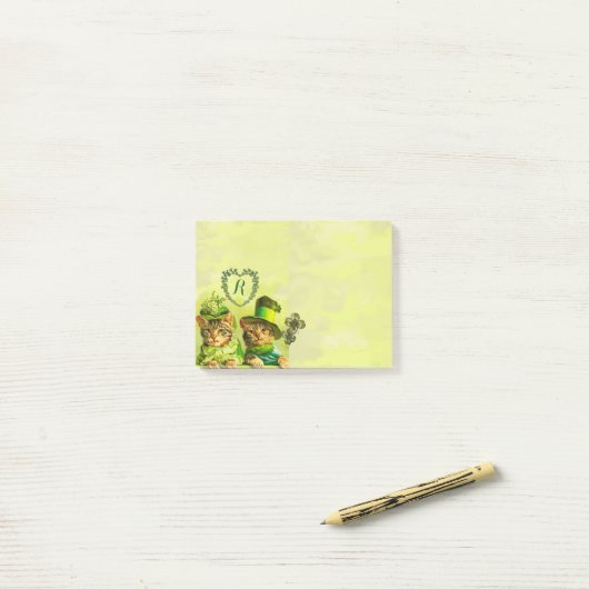 GRAPPIG OUDERWETSE ST.PATRICK'S DAY CATS MONOGRAM POST-IT® NOTES (Op bureau)