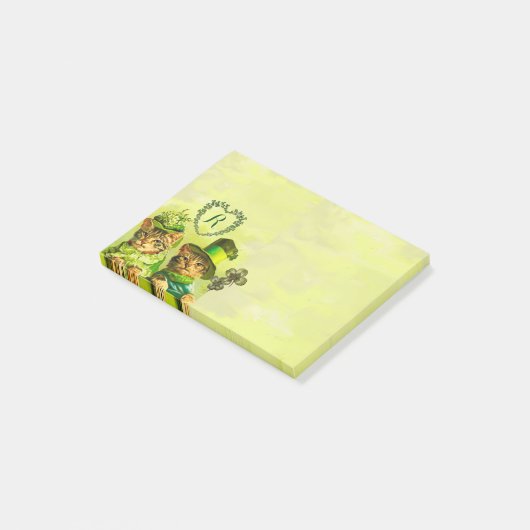GRAPPIG OUDERWETSE ST.PATRICK'S DAY CATS MONOGRAM POST-IT® NOTES (Schuin)