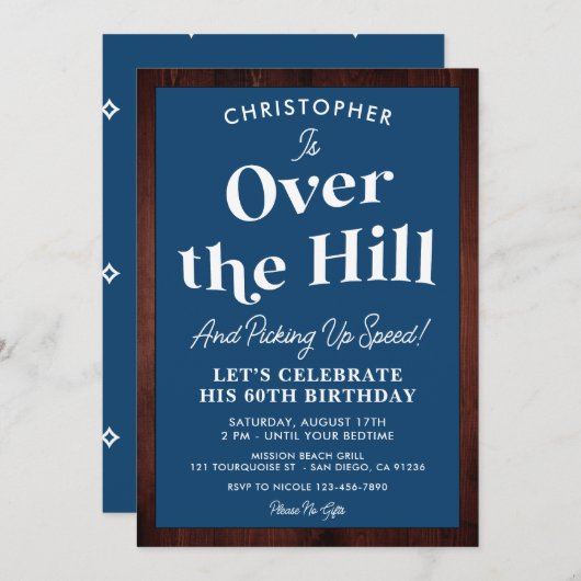 Grappig over de heuvel elke leeftijd verjaardagsfe kaart (Voorkant / Achterkant)