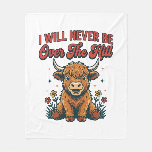 Grappig Over De Hill Hoogland Koe Geboren Ontwerp_ Fleece Deken (Voorkant)
