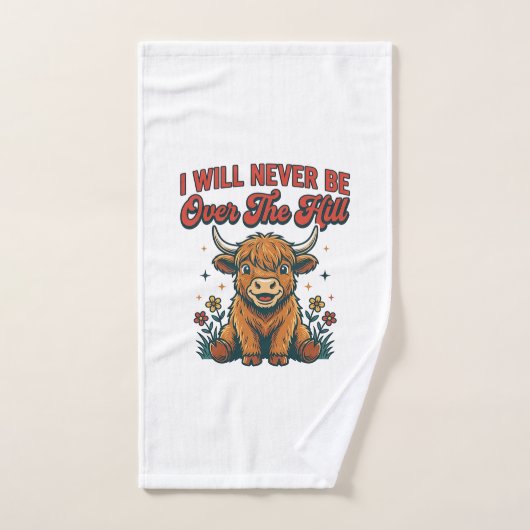 Grappig Over De Hill Hoogland Koe Geboren Ontwerp_ Handdoek (Handdoek)