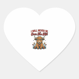 Grappig Over De Hill Hoogland Koe Geboren Ontwerp_ Hart Sticker