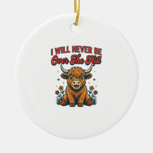 Grappig Over De Hill Hoogland Koe Geboren Ontwerp_ Keramisch Ornament