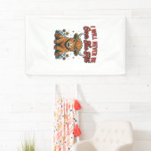 Grappig Over De Hill Hoogland Koe Geboren Ontwerp_ Spandoek (Insitu)