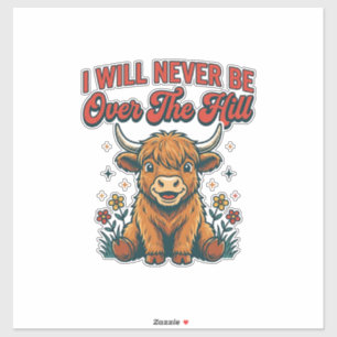 Grappig Over De Hill Hoogland Koe Geboren Ontwerp_ Sticker