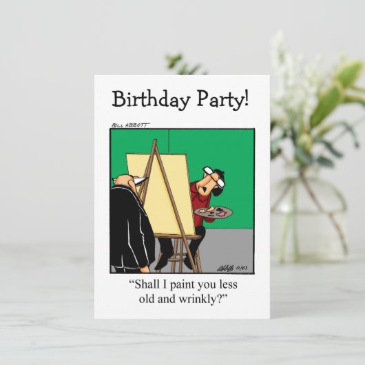 Grappig over the Hill Birthday uitnodigingen (Staand voorkant)