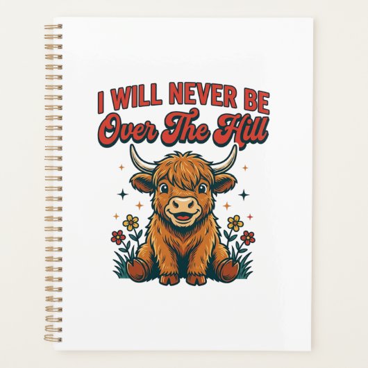 Grappig Over The Hill Hoogland Koe Geboren Ontwerp Planner (Voorkant)