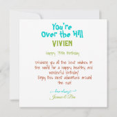 GRAPPIG OVER THE HILL PEOPLE VERJAARDAGSTAART KAART (Achterkant)