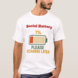 Grappig overhemd met sociale batterij op 1 procent t-shirt