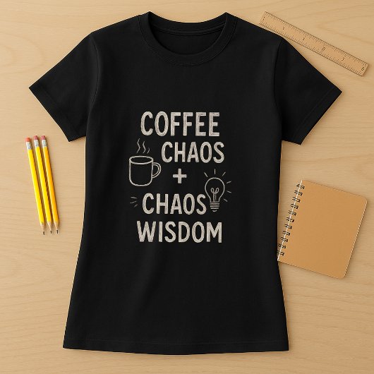Grappig overhemd van de leraar; Koffie + Chaos = W T-shirt