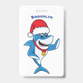 Grappig overzicht van de cartoon van de kersthaai badge (Achterkant)