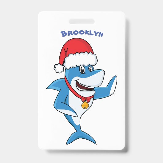 Grappig overzicht van de cartoon van de kersthaai badge (Voorzijde)