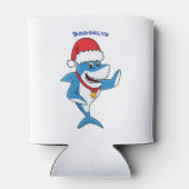 Grappig overzicht van de cartoon van de kersthaai blikjeskoeler (Achterkant)