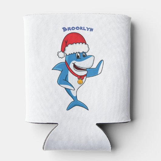 Grappig overzicht van de cartoon van de kersthaai blikjeskoeler (Achterkant)