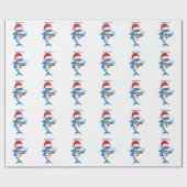 Grappig overzicht van de cartoon van de kersthaai cadeaupapier (Vlak)