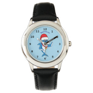 Grappig overzicht van de cartoon van de kersthaai horloge