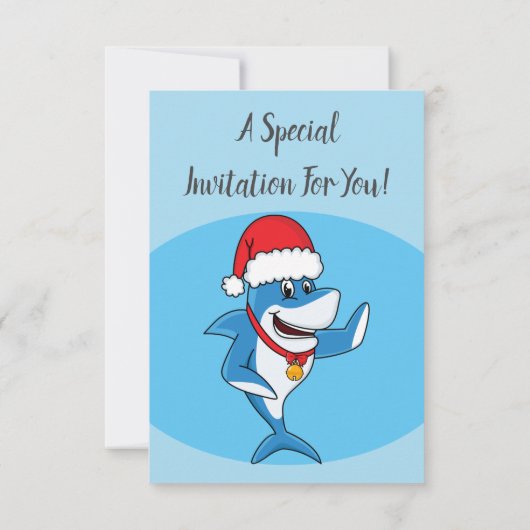 Grappig overzicht van de cartoon van de kersthaai kaart (Achterkant)