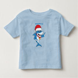 Grappig overzicht van de cartoon van de kersthaai kinder shirts