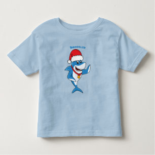 Grappig overzicht van de cartoon van de kersthaai kinder shirts