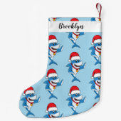 Grappig overzicht van de cartoon van de kersthaai kleine kerstsok (Achterkant)