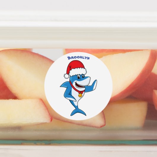 Grappig overzicht van de cartoon van de kersthaai labels (Aangebracht)