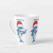 Grappig overzicht van de cartoon van de kersthaai latte mok (Linkerhoek)